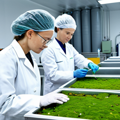 Home 12 **
"A bustling marine research facility on the coast of Vladivostok, Russia. Scientists in professional lab coats are examining various algae and seaweed samples. In the background, a futuristic biorefinery processes marine biomass into biofuel. The scene showcases advanced technology and commitment to renewable energy. Bright, clean, and optimistic atmosphere. fully clothed, safe for work, appropriate content, professional, perfect anatomy, natural proportions, well-formed hands, proper finger count."
**