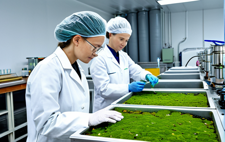 **

"A bustling marine research facility on the coast of Vladivostok, Russia. Scientists in professional lab coats are examining various algae and seaweed samples. In the background, a futuristic biorefinery processes marine biomass into biofuel. The scene showcases advanced technology and commitment to renewable energy. Bright, clean, and optimistic atmosphere. fully clothed, safe for work, appropriate content, professional, perfect anatomy, natural proportions, well-formed hands, proper finger count."

**